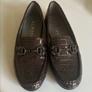 Aerosoles Women's Dallas Loafer, Chocolate Croco Faux Leather 8.5M